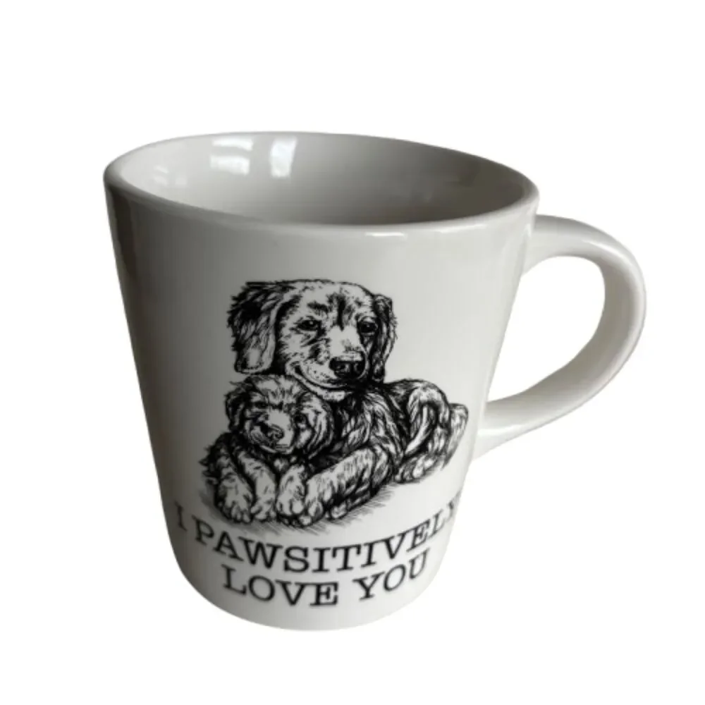 Williams Sonoma I Pawsitively Love You Dog Mug 14oz Ceramic Coffee Cup